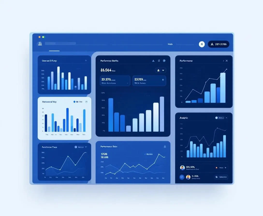 Business dashboard displaying AI chatbot performance metrics and ROI