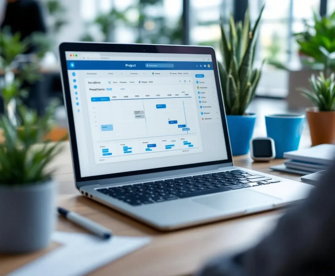 Project planning workspace showing AI chatbot implementation timeline