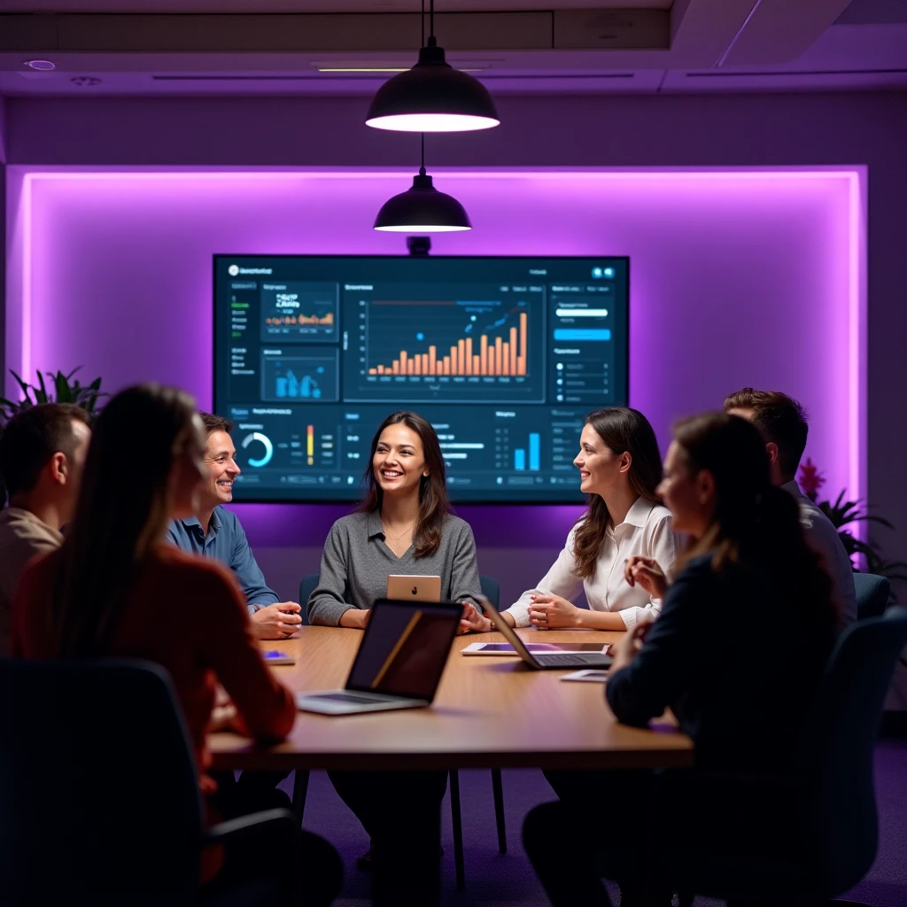 A team in a Manchester office celebrating efficiency gains from their new AI automation setup