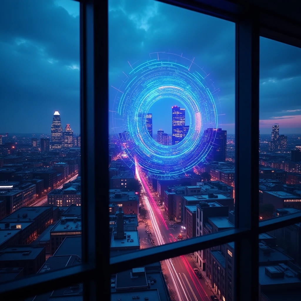 Manchester city centre with digital AI overlay representing business automation