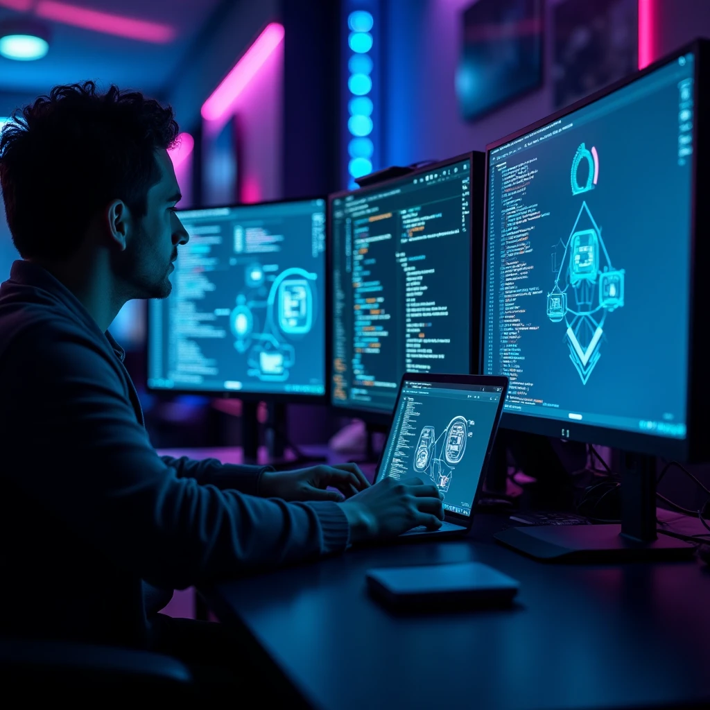 A developer reviewing OpenClaw security configuration on a laptop in a modern Manchester office