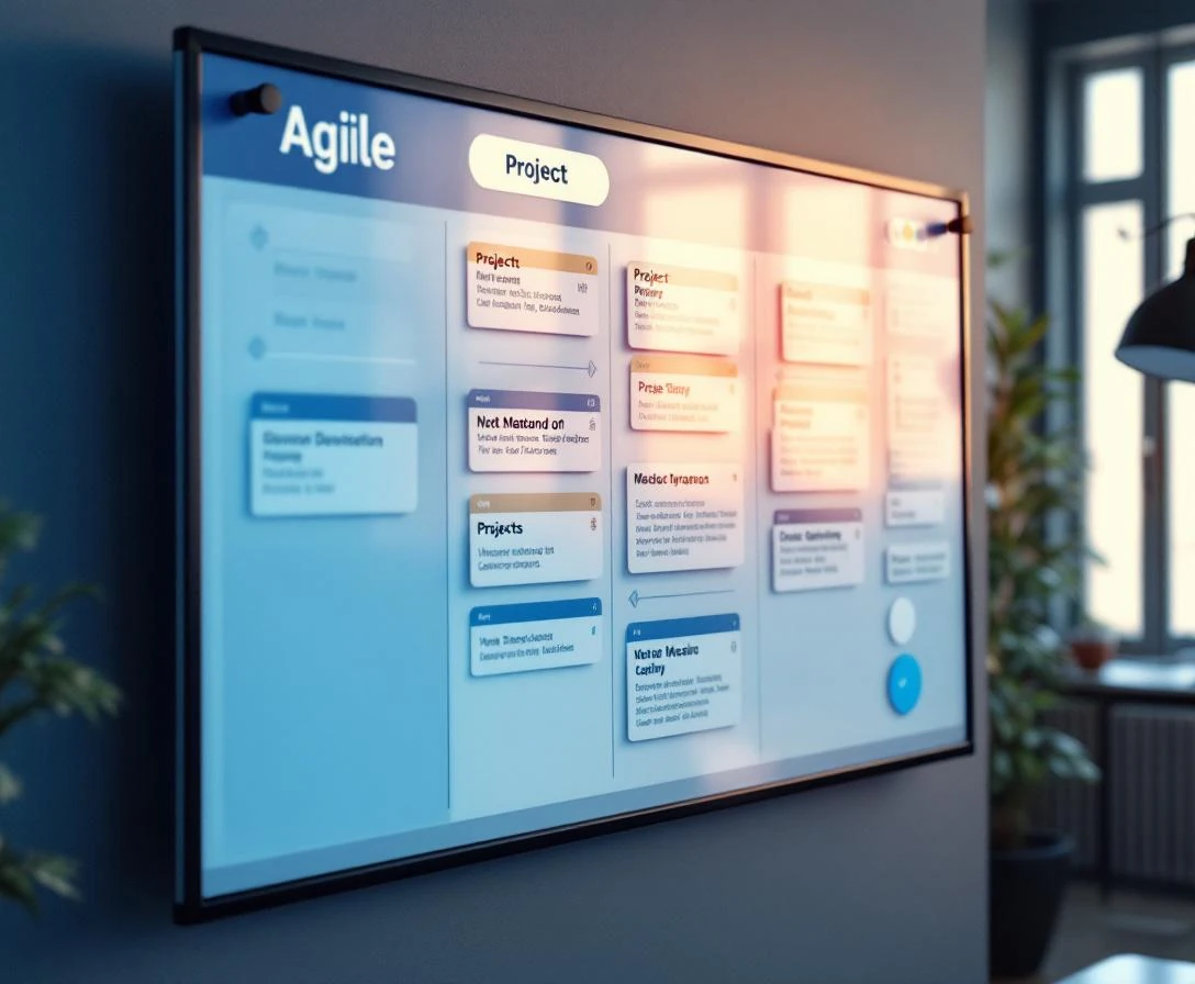 Agile development board with organized kanban workflow for MVP process
